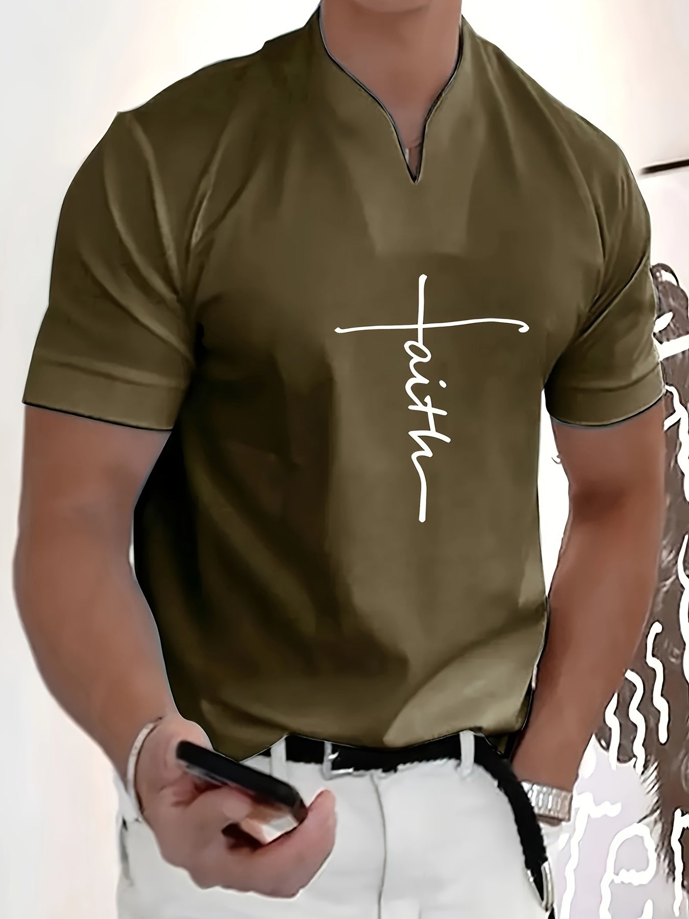 FAITH V-Neck Short Sleeve T-shirt For Men
