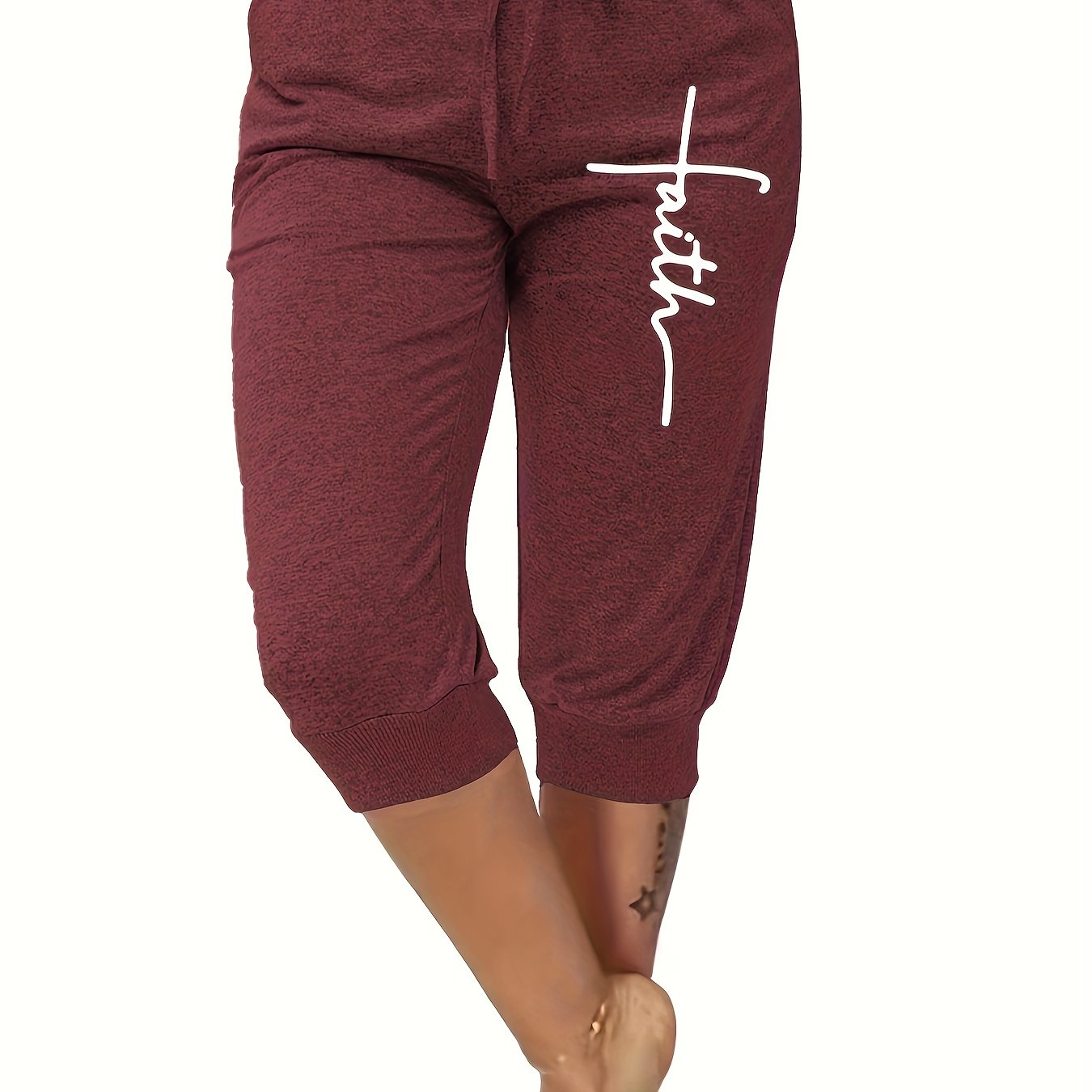 Women's Comfy Faith Printed Capris with Drawstring