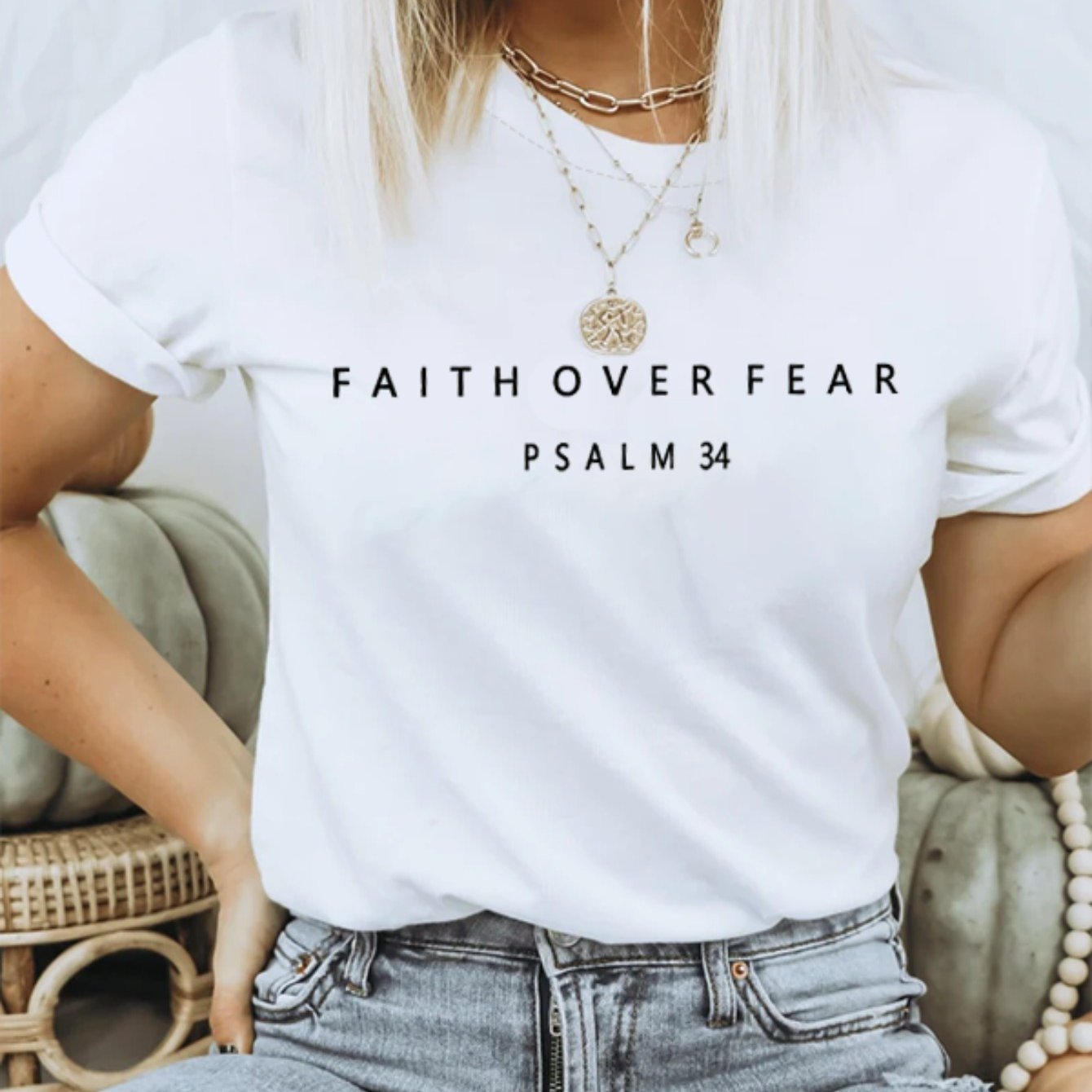 Faith Over Fear Minimalist Women's Graphic Tee