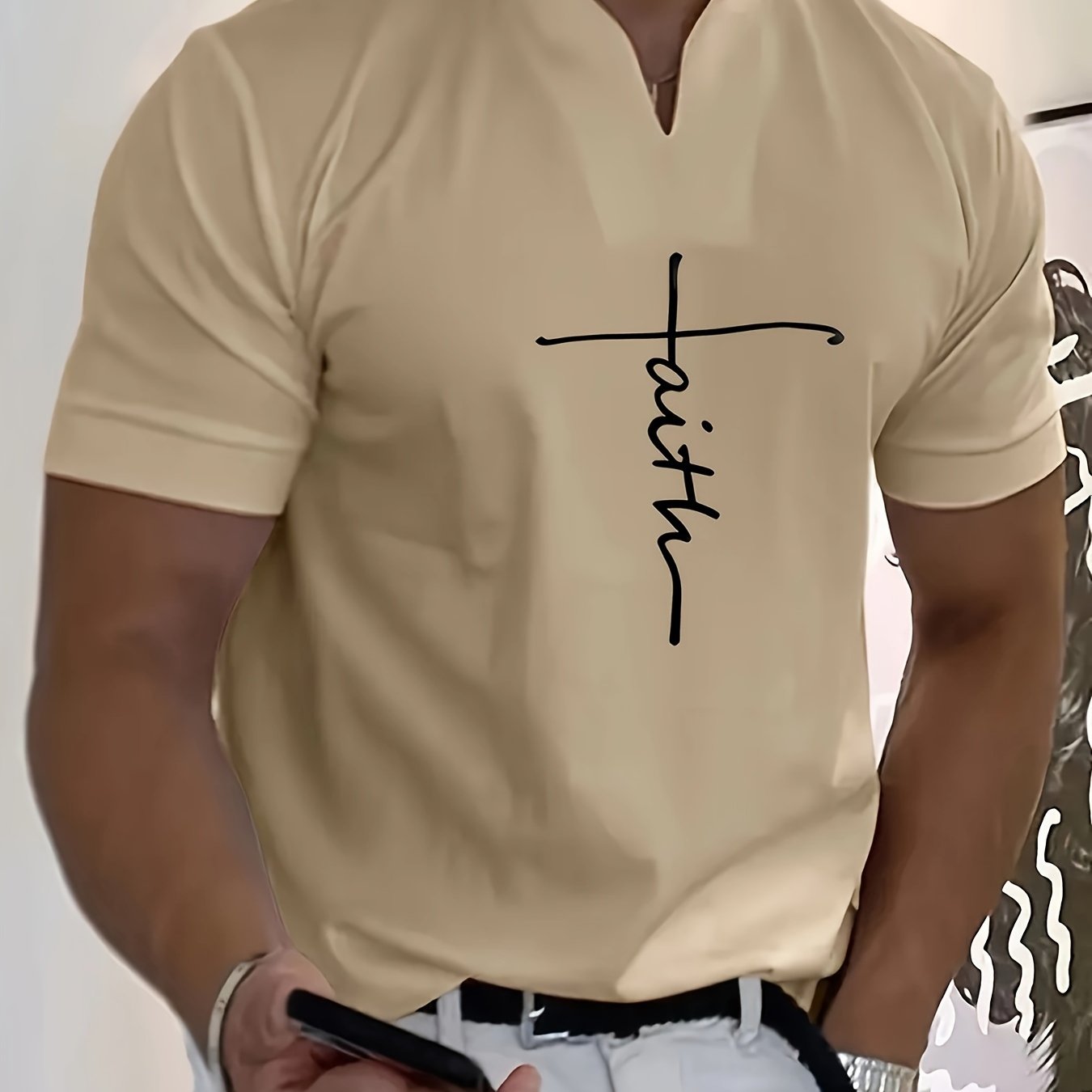 FAITH V-Neck Short Sleeve T-shirt For Men
