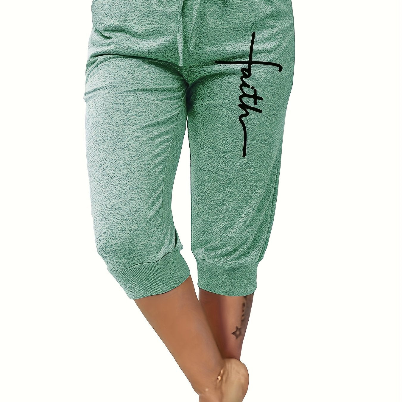 Women's Comfy Faith Printed Capris with Drawstring