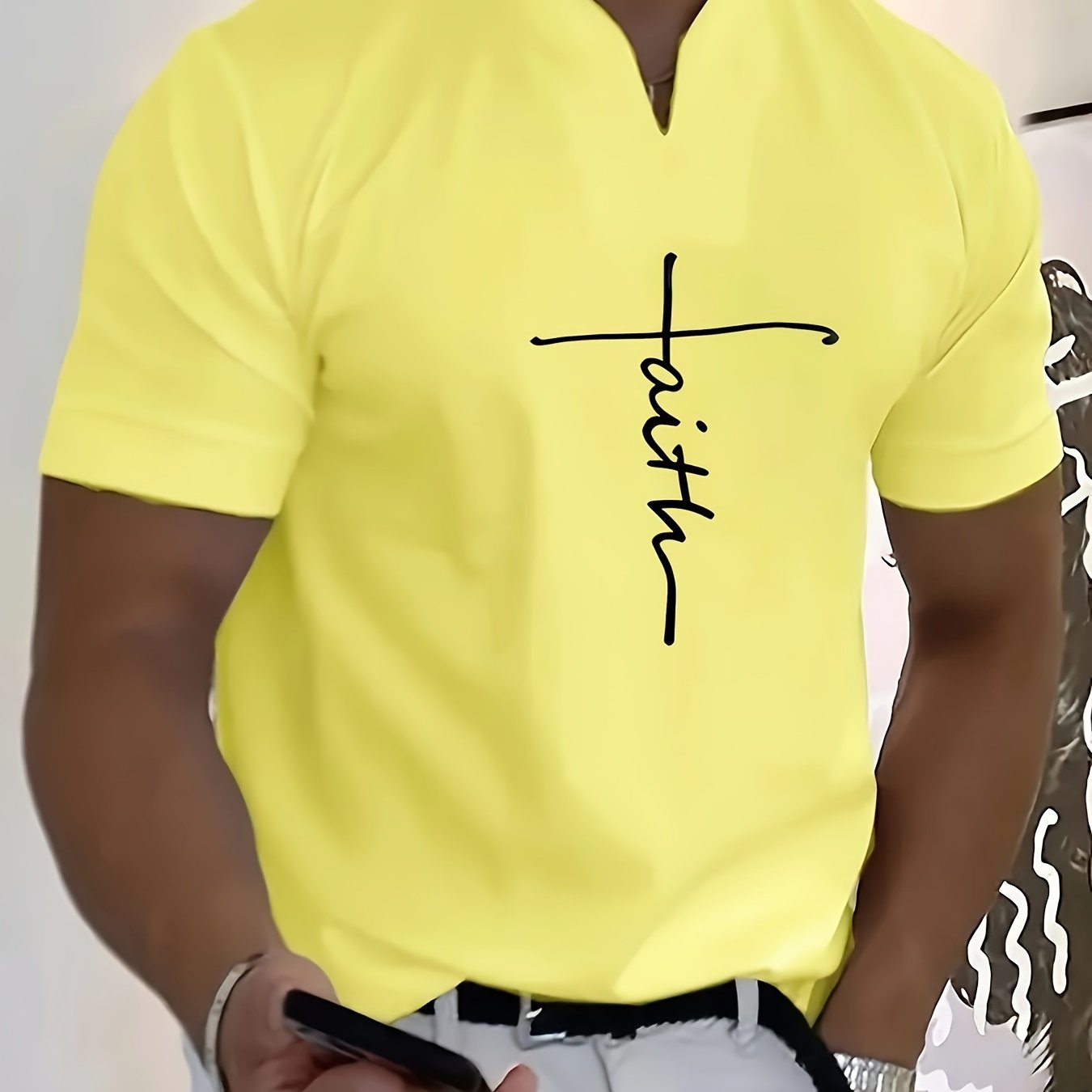 FAITH V-Neck Short Sleeve T-shirt For Men