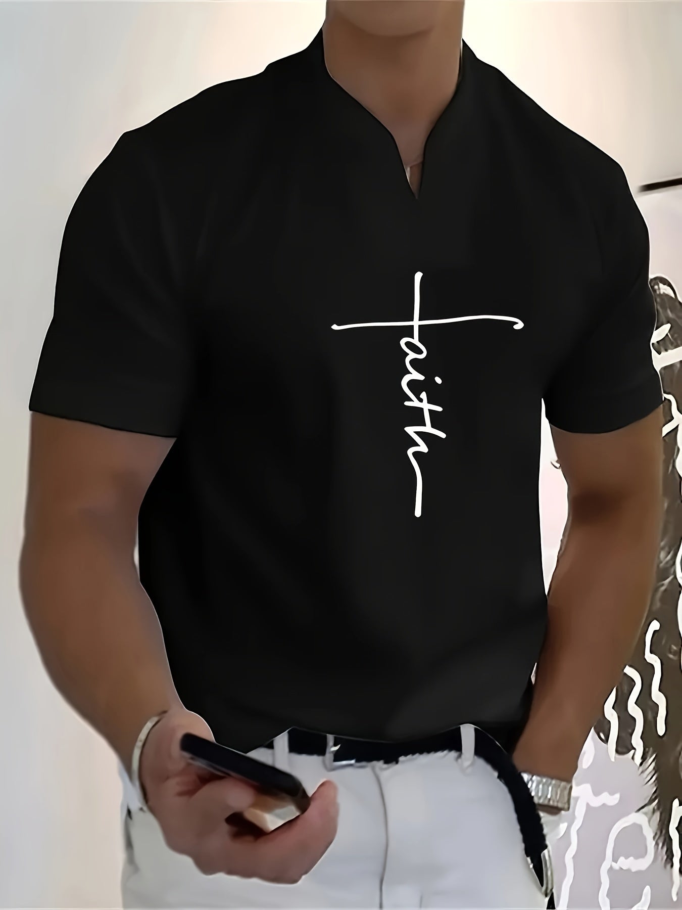 FAITH V-Neck Short Sleeve T-shirt For Men