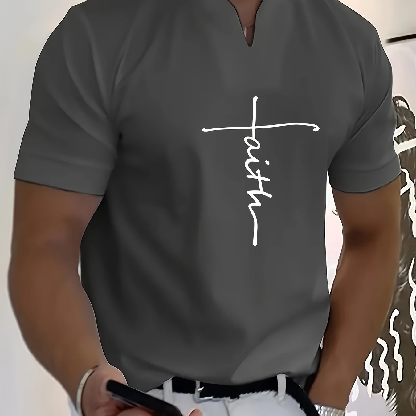 FAITH V-Neck Short Sleeve T-shirt For Men