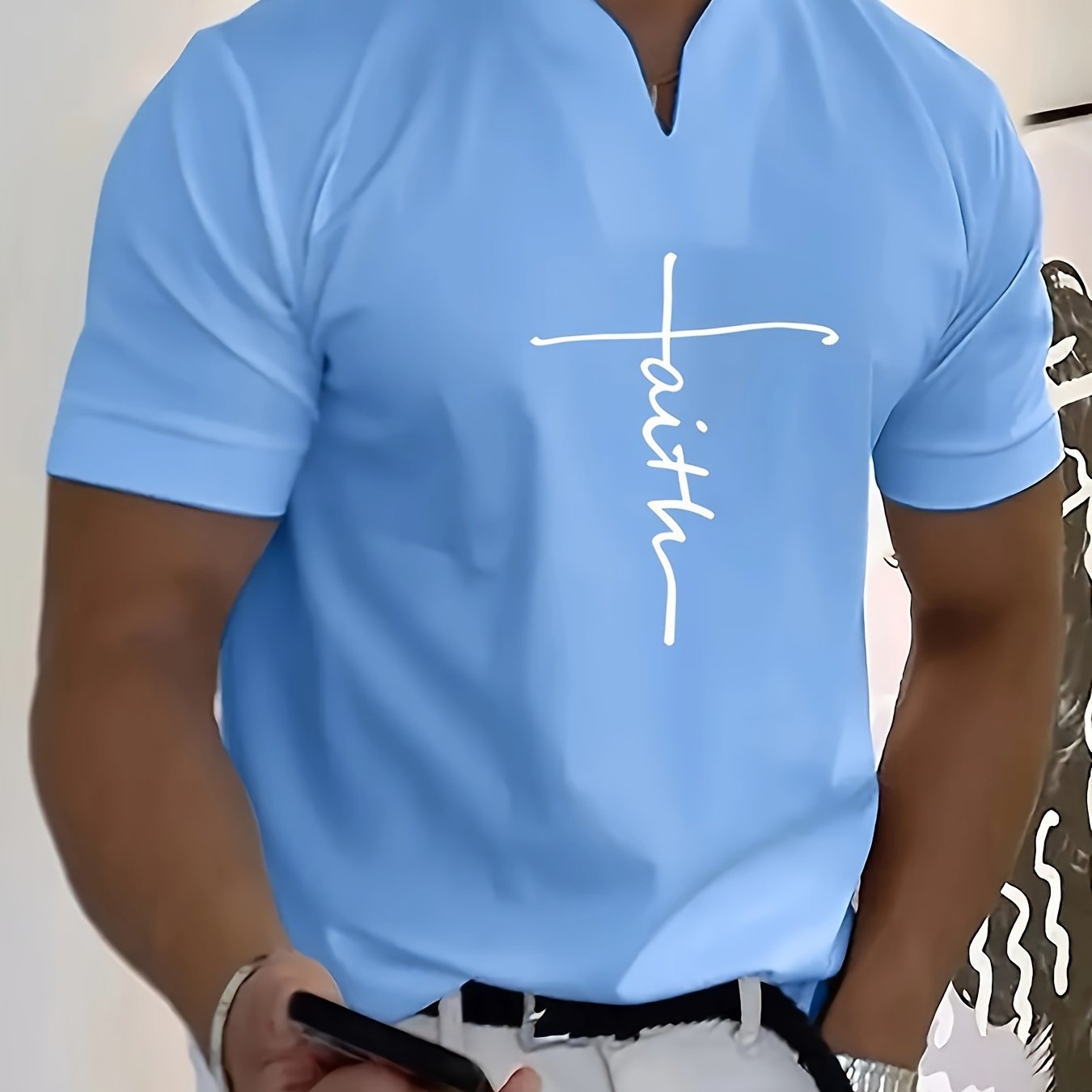 FAITH V-Neck Short Sleeve T-shirt For Men