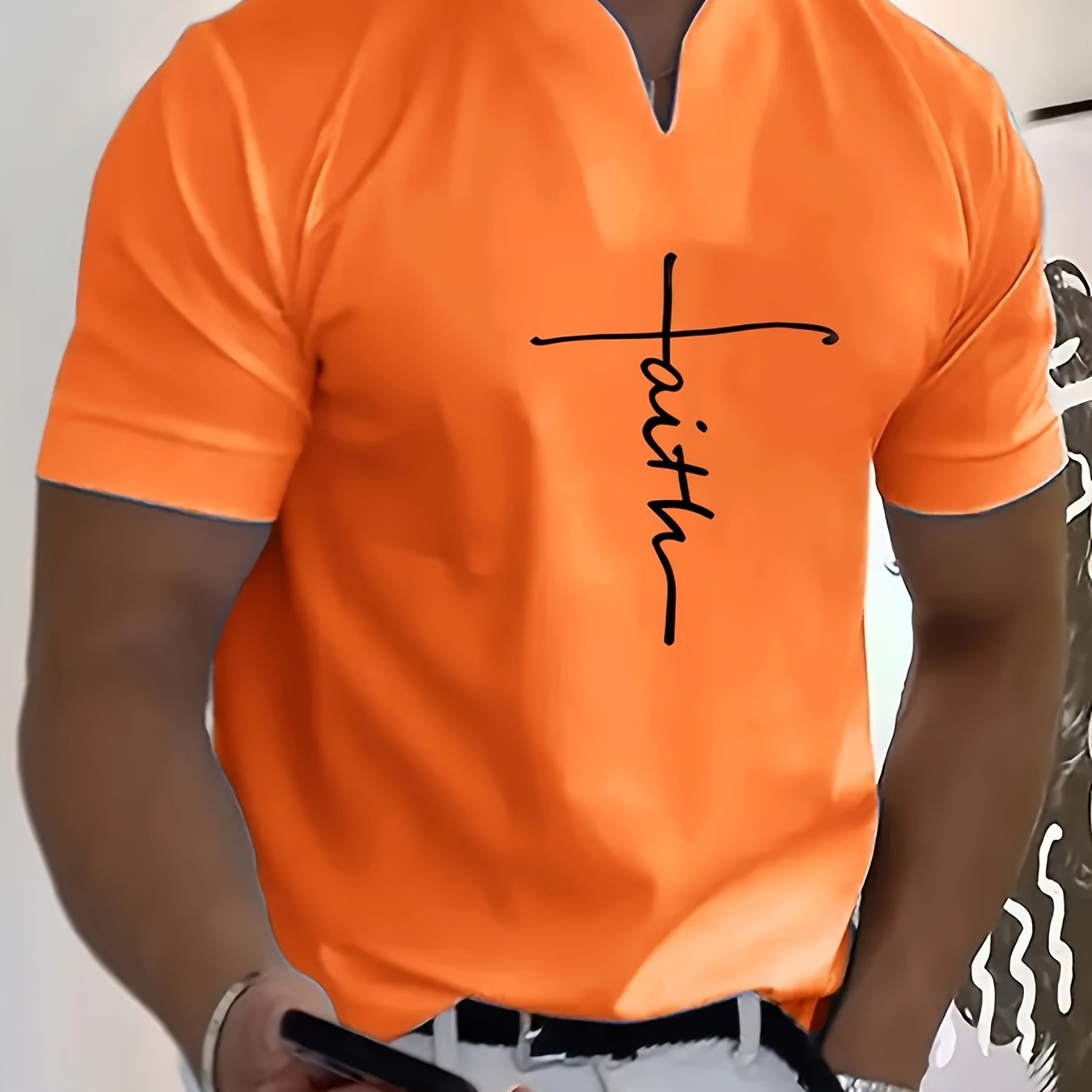 FAITH V-Neck Short Sleeve T-shirt For Men