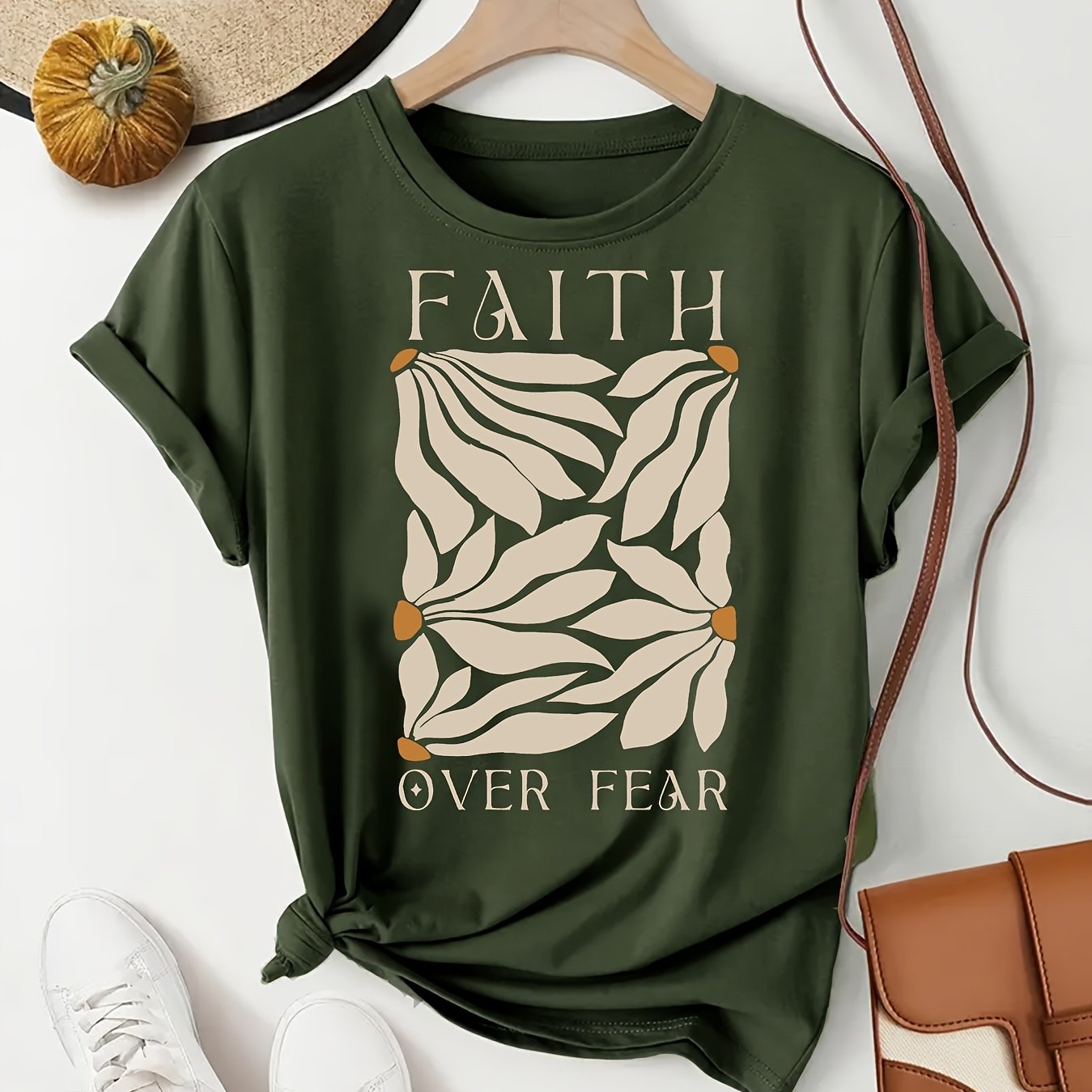 Faith Over Fear Floral Women's Graphic T-Shirt