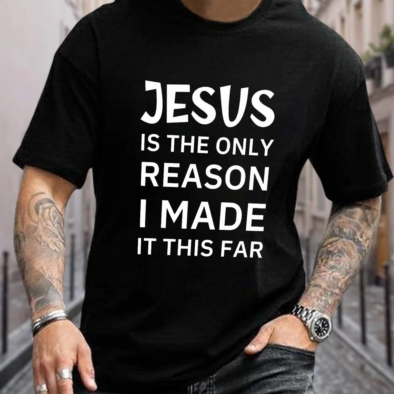 Jesus Is The Only Reason Men's Print T Shirt