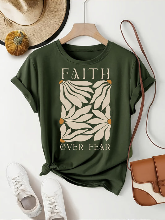 Faith Over Fear Floral Women's Graphic T-Shirt