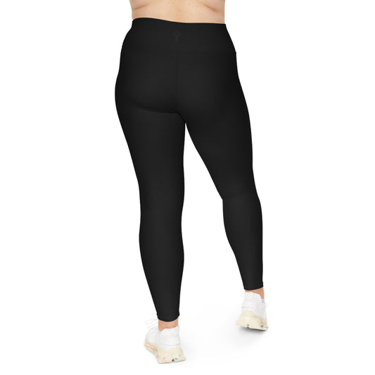 Minimalist | Muted Plus Size High Waisted Fitness Leggings with Cross Design - Perfect for Faith & Fitness