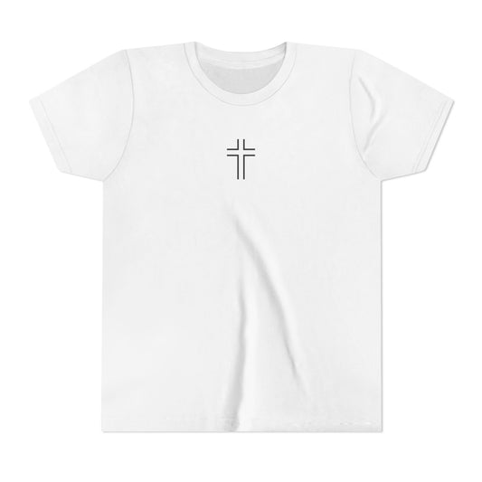 Minimalist | Youth Unisex Short Sleeve Tee with Cross Design