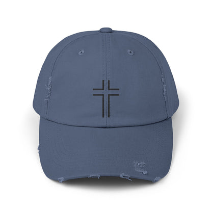 Minimalist | Unisex Distressed Cap with Cross Design