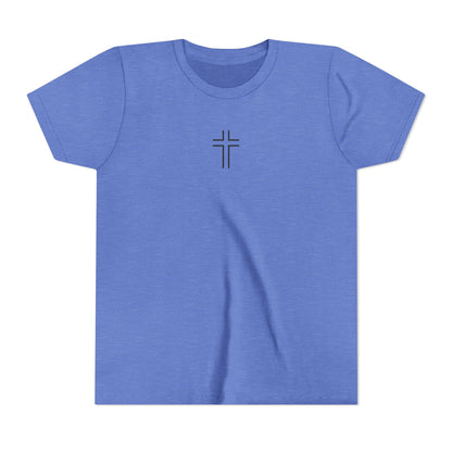 Minimalist | Youth Unisex Short Sleeve Tee with Cross Design
