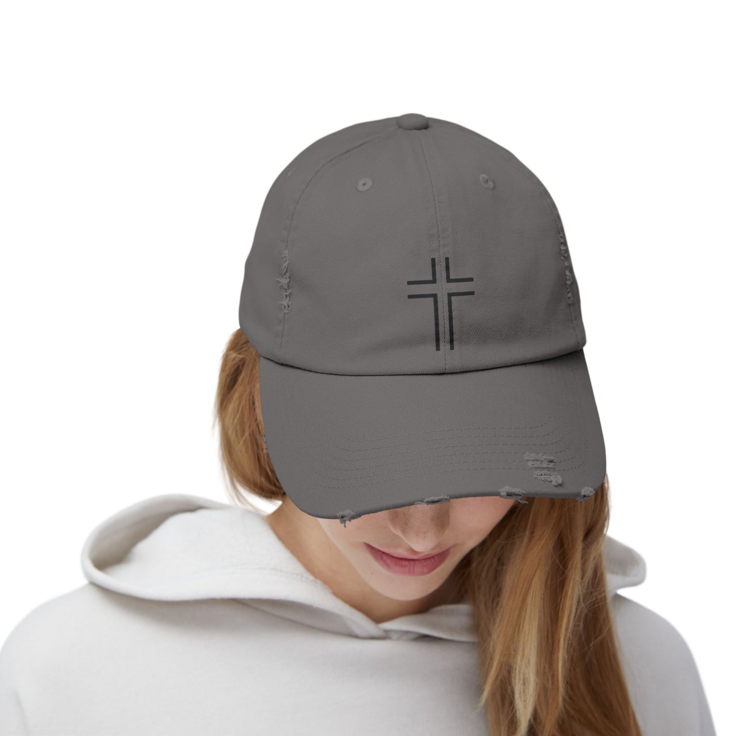 Minimalist | Unisex Distressed Cap with Cross Design