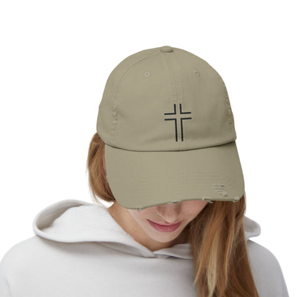 Minimalist | Unisex Distressed Cap with Cross Design