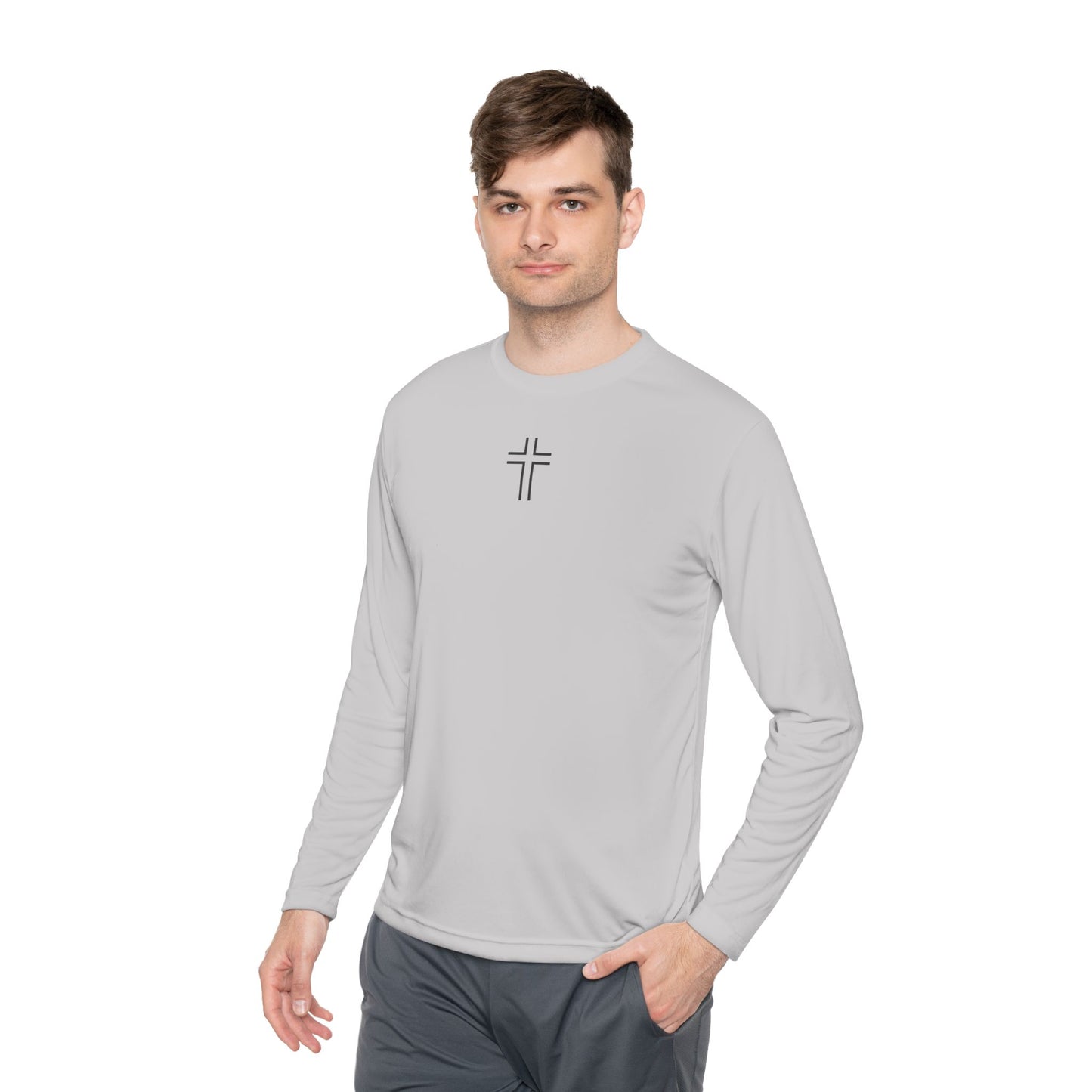 Minimalist | Unisex Long Sleeve Moisture Wicking Tee with Cross Design