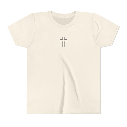 Minimalist | Youth Unisex Short Sleeve Tee with Cross Design