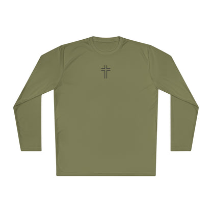 Minimalist | Unisex Long Sleeve Moisture Wicking Tee with Cross Design