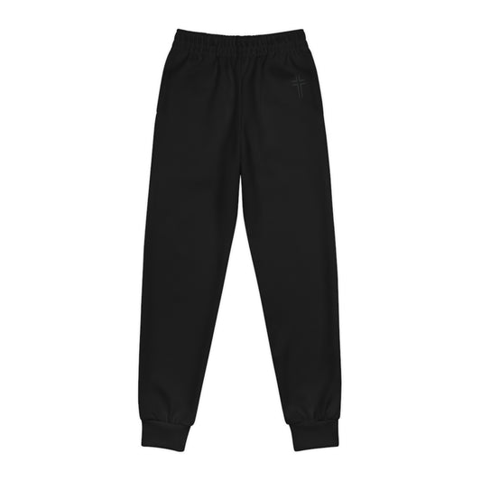 Minimalist | Muted Youth Joggers with Inspirational Cross Design - Comfortable & Stylish Activewear for Kids