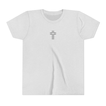 Minimalist | Youth Unisex Short Sleeve Tee with Cross Design