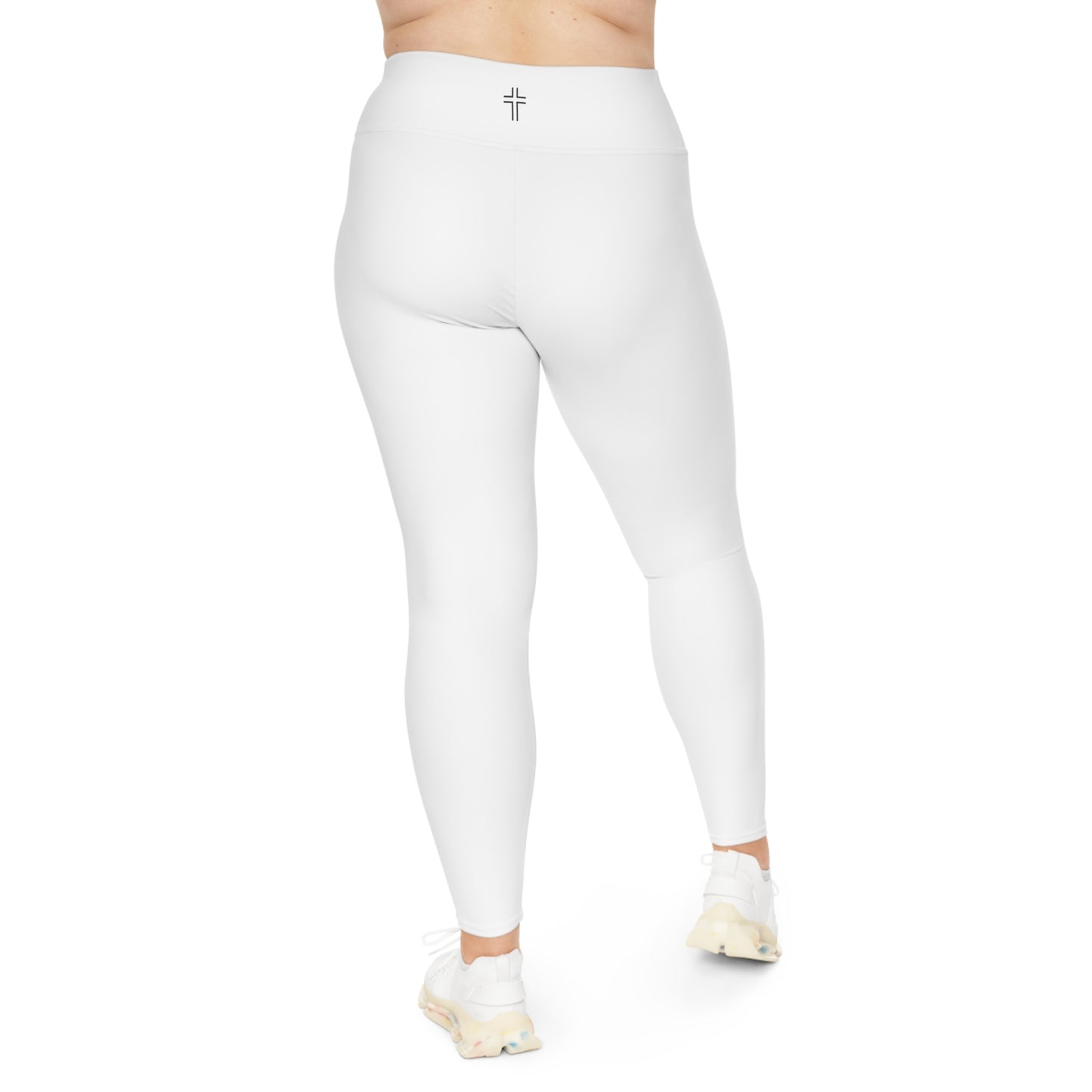 Minimalist | Muted Plus Size High Waisted Fitness Leggings with Cross Design - Perfect for Faith & Fitness
