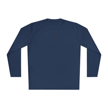 Minimalist | Unisex Long Sleeve Moisture Wicking Tee with Cross Design