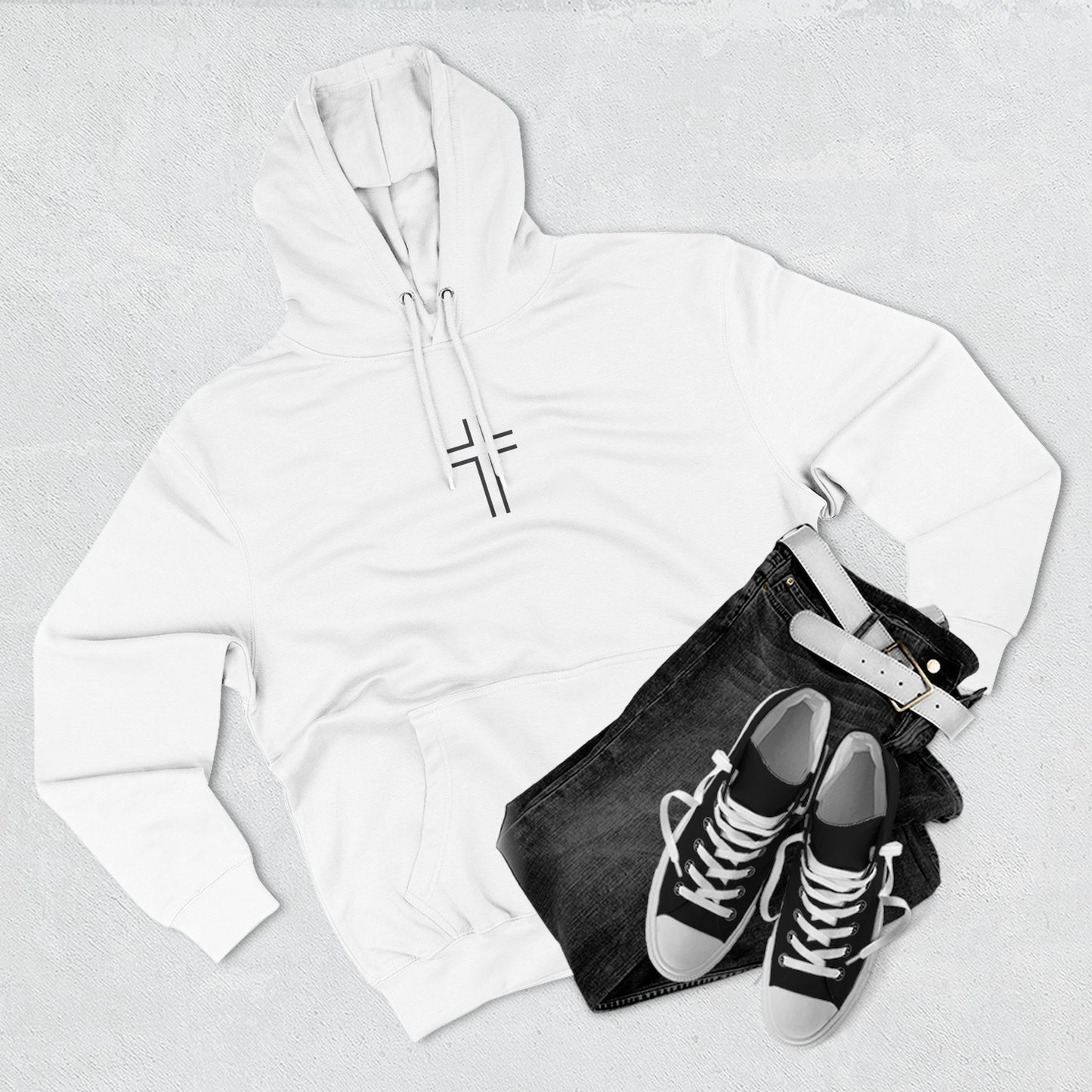 Minimalist | Unisex Fleece Hoodie with Cross Design