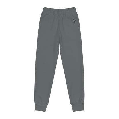 Minimalist | Muted Youth Joggers with Inspirational Cross Design - Comfortable & Stylish Activewear for Kids