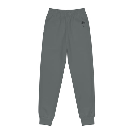 Minimalist | Muted Youth Joggers with Inspirational Cross Design - Comfortable & Stylish Activewear for Kids