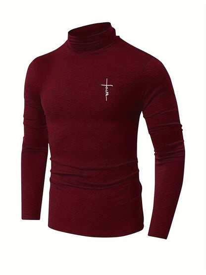Men's Athletic Faith Print Turtleneck