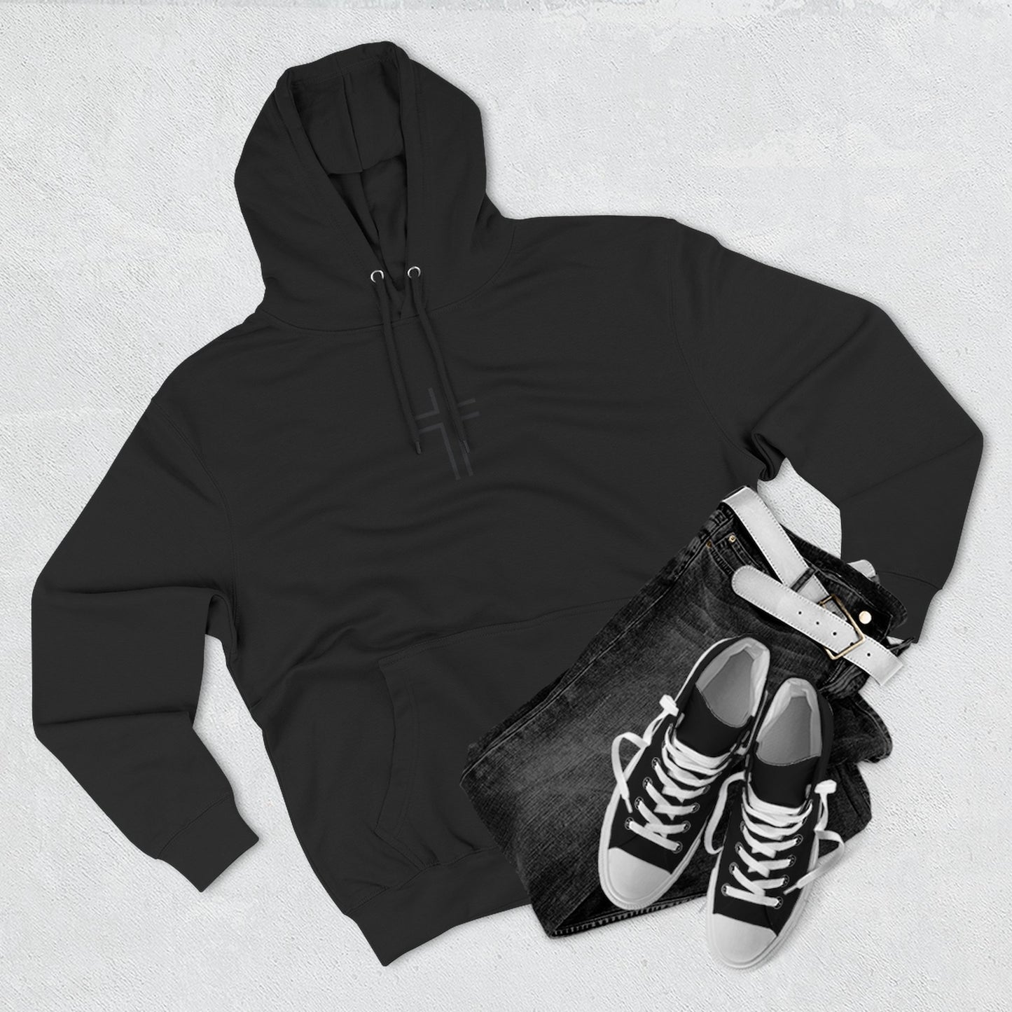Minimalist | Unisex Fleece Hoodie with Cross Design