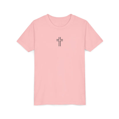 Minimalist | Youth Unisex Short Sleeve Tee with Cross Design