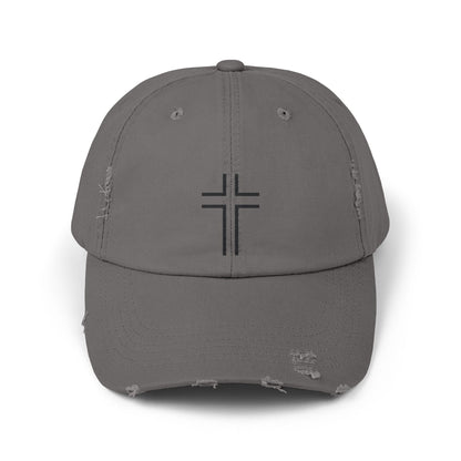 Minimalist | Unisex Distressed Cap with Cross Design