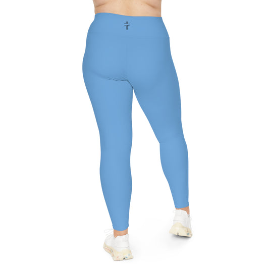 Minimalist | Color Plus Size High Waisted Fitness Leggings with Cross Design - Perfect for Faith & Fitness