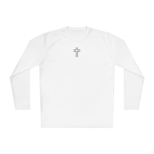 Minimalist | Unisex Long Sleeve Moisture Wicking Tee with Cross Design
