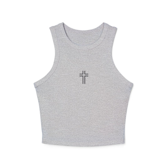 Minimalist | Women's Micro Rib Racer Cross Design Tank Top