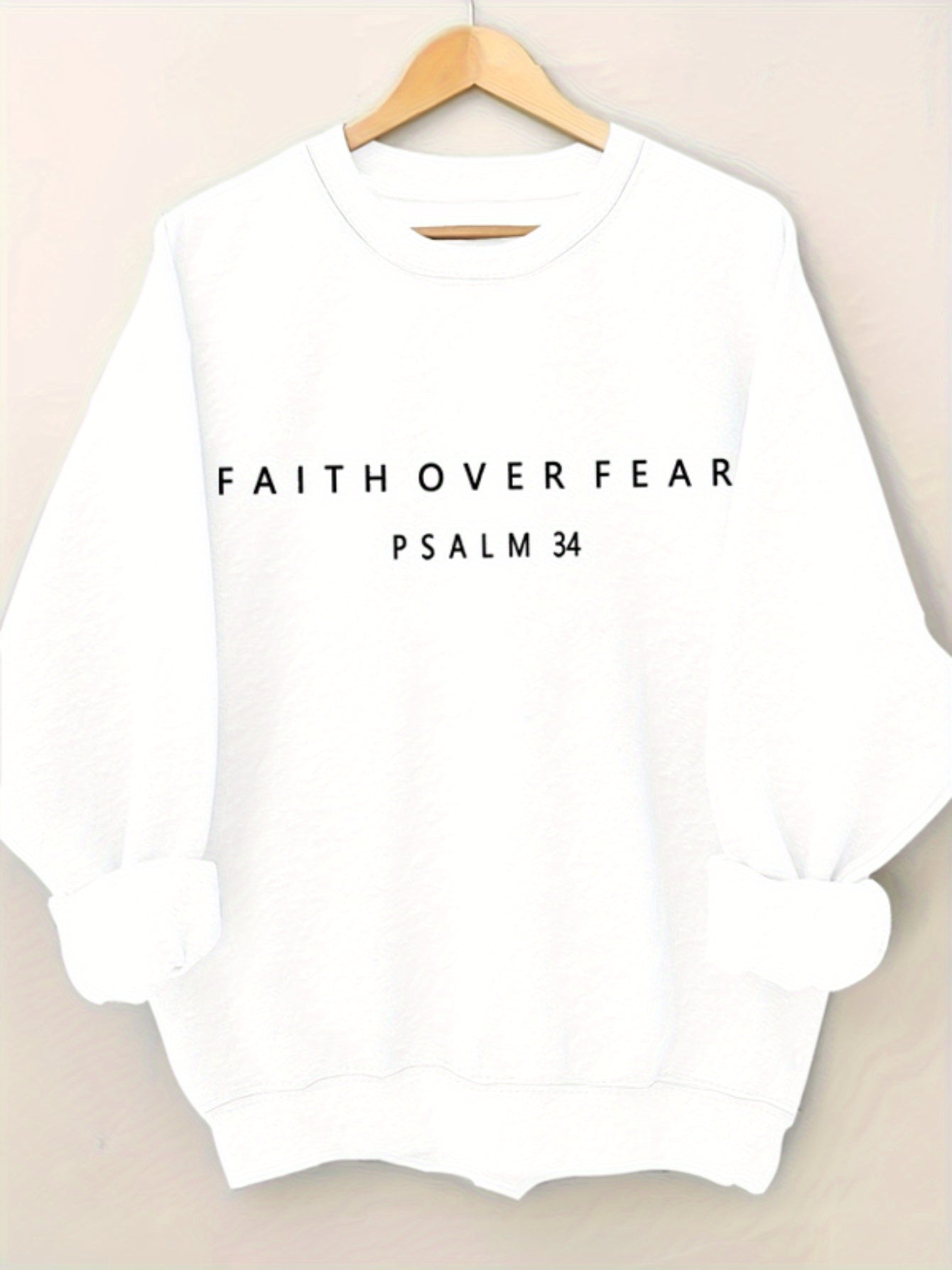 Faith Over Fear Minimalist Graphic Print Pullover Women's Sweatshirt