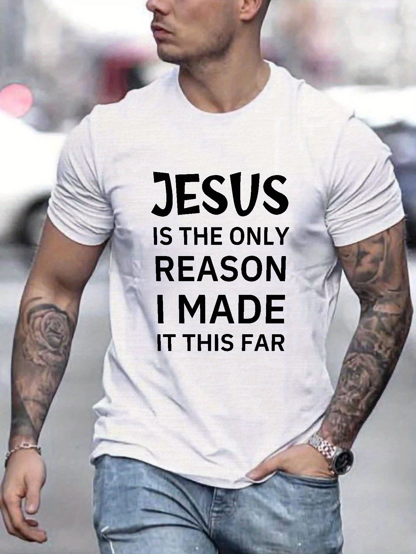 Jesus Is The Only Reason Men's Print T Shirt