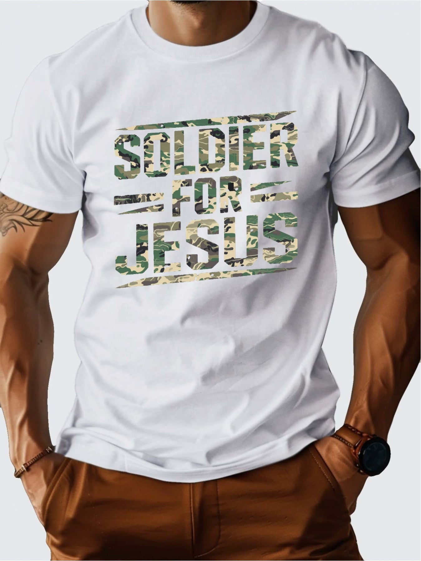 Soldier for Jesus Premium Cotton Graphic Men's T-Shirt