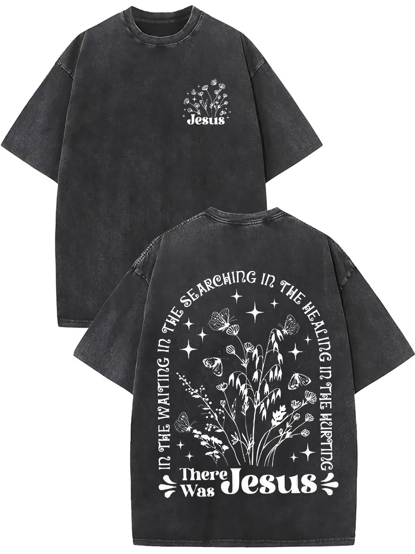There was jesus Print Oversized Cotton Solid Drop Shoulder T Shirts for Men Vintage Streetwear Basic Tees Baggy Hip Hop Unisex Tops Acid Wash T shirt