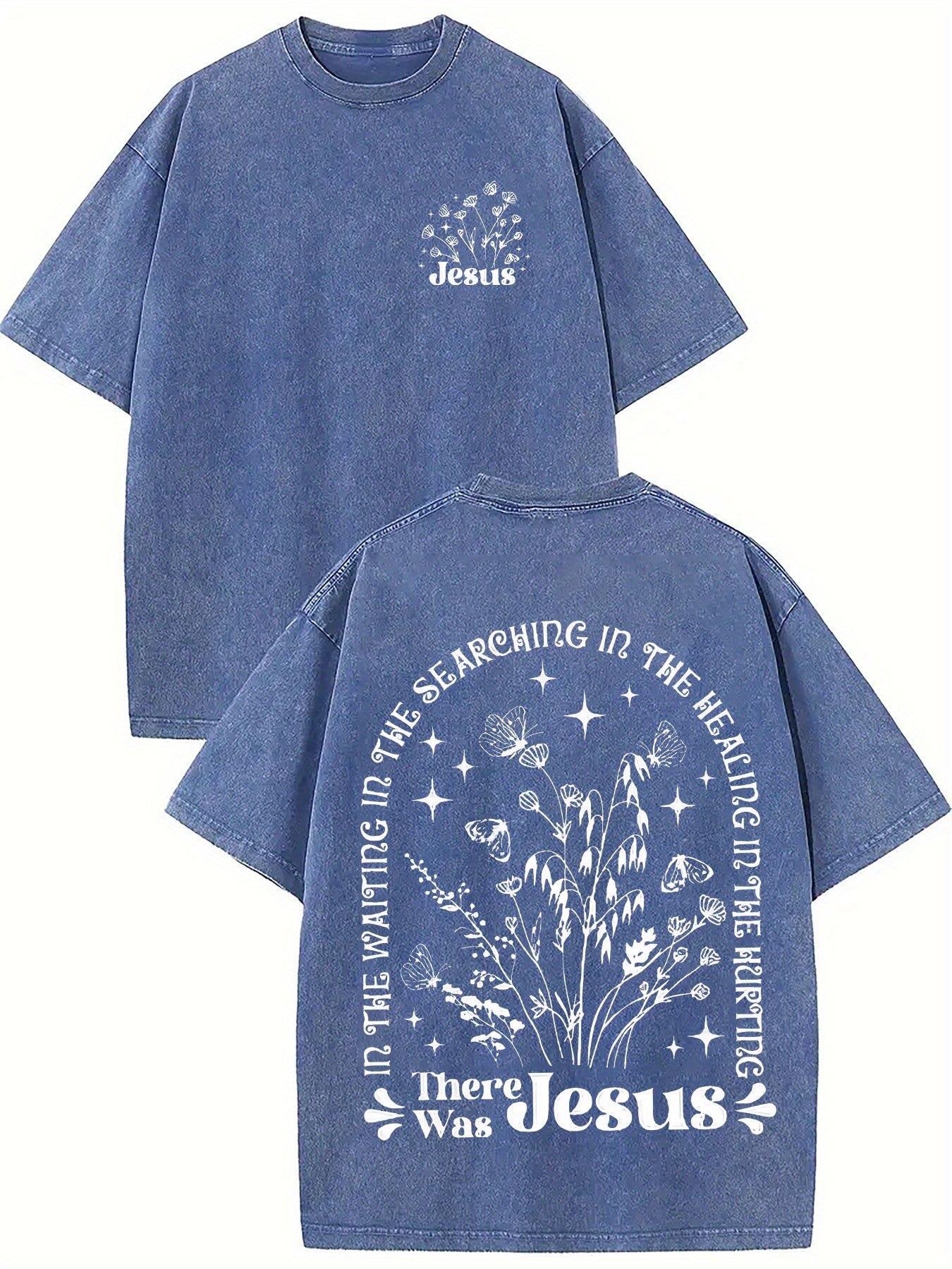 There was jesus Print Oversized Cotton Solid Drop Shoulder T Shirts for Men Vintage Streetwear Basic Tees Baggy Hip Hop Unisex Tops Acid Wash T shirt