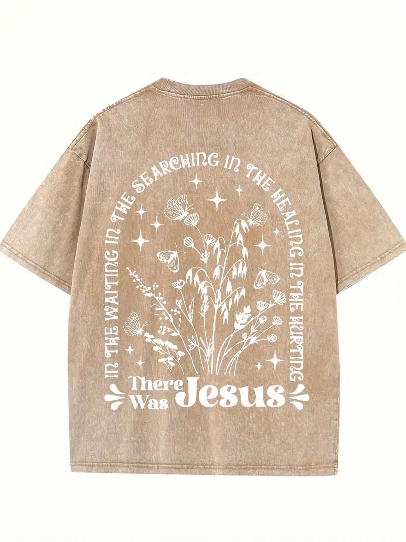 There was jesus Print Oversized Cotton Solid Drop Shoulder T Shirts for Men Vintage Streetwear Basic Tees Baggy Hip Hop Unisex Tops Acid Wash T shirt