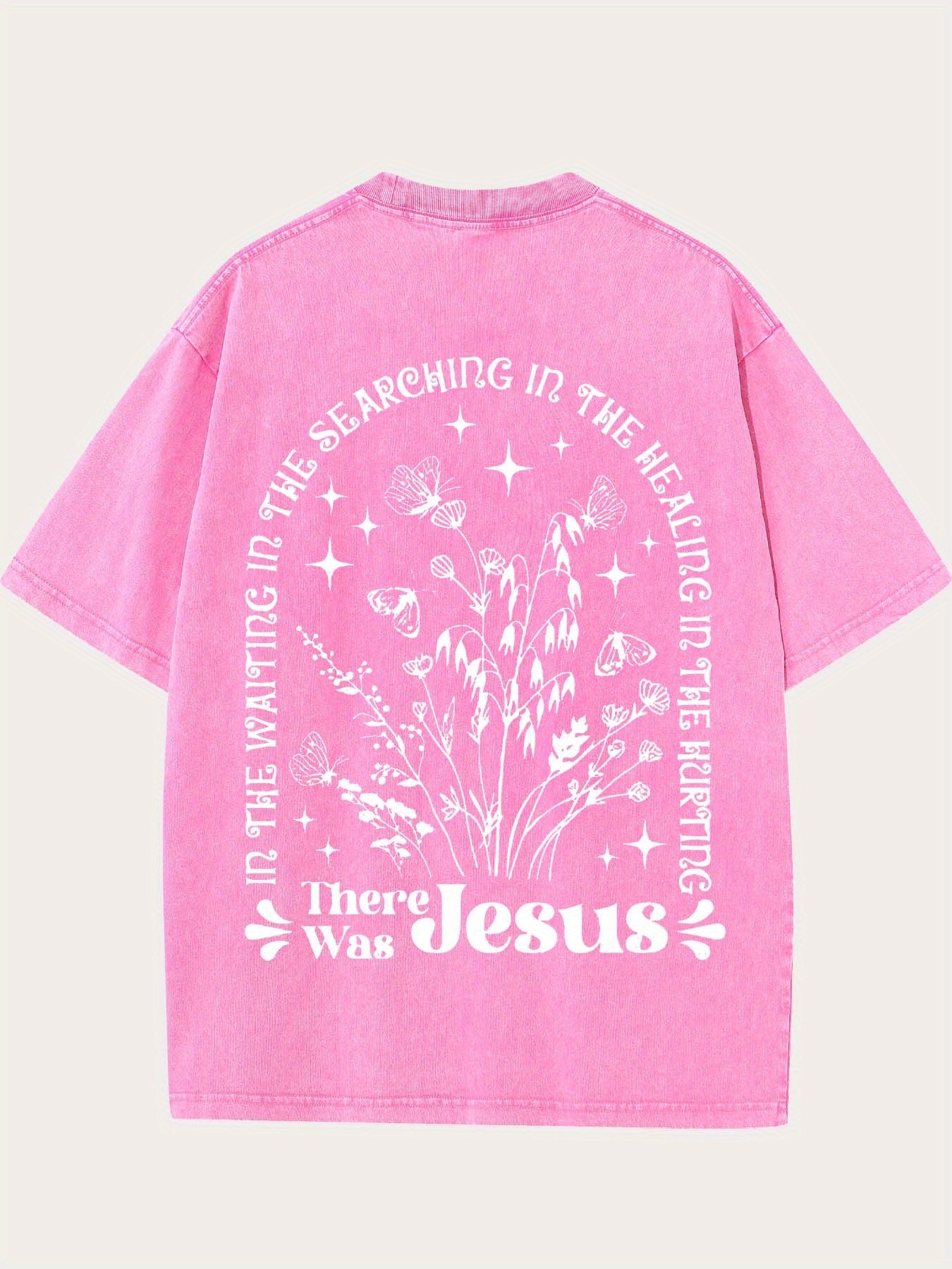 There was jesus Print Oversized Cotton Solid Drop Shoulder T Shirts for Men Vintage Streetwear Basic Tees Baggy Hip Hop Unisex Tops Acid Wash T shirt