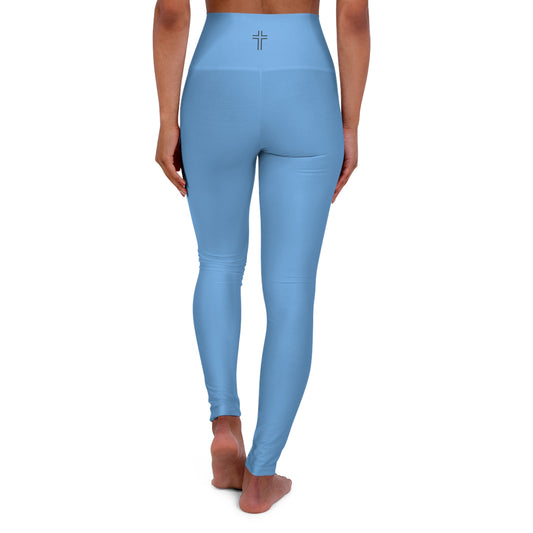 Minimalist | Color High Waisted Fitness Leggings with Cross Design - Perfect for Faith & Fitness