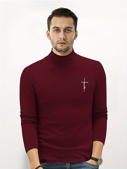 Men's Athletic Faith Print Turtleneck