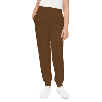 Minimalist | Muted Youth Joggers with Inspirational Cross Design - Comfortable & Stylish Activewear for Kids
