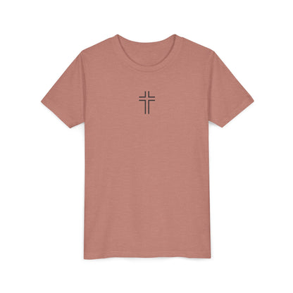 Minimalist | Youth Unisex Short Sleeve Tee with Cross Design