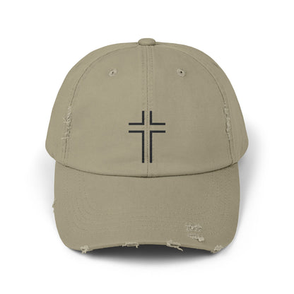Minimalist | Unisex Distressed Cap with Cross Design
