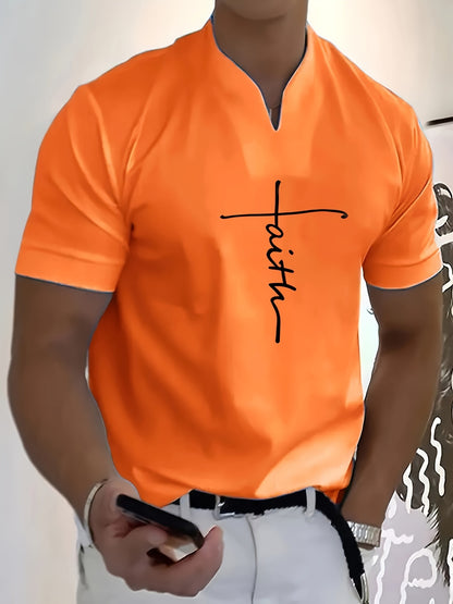 FAITH V-Neck Short Sleeve T-shirt For Men