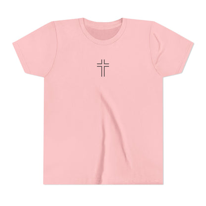 Minimalist | Youth Unisex Short Sleeve Tee with Cross Design